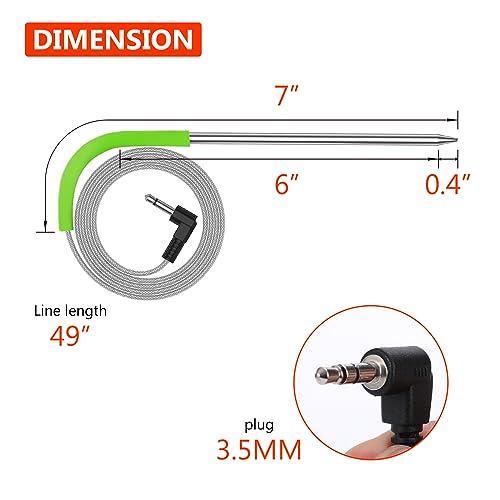 Replacement Meat Probe for Pit boss Pellet Grill and Pellet Smoker, 3.5mm Plug 2 Pack Meat Probes with Grills Clip Accessories (Upgraded Version) - Grill Parts America