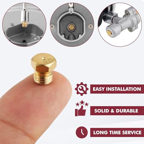 10Pcs Brass Jet Nozzle Propane Orifice Kit - Grill Replacement Parts High Pressure Nozzle Griddle Accessories Kit - Propane Burner Replacement Parts LP Gas Hose Nozzle Conversion Kit - Grill Parts America