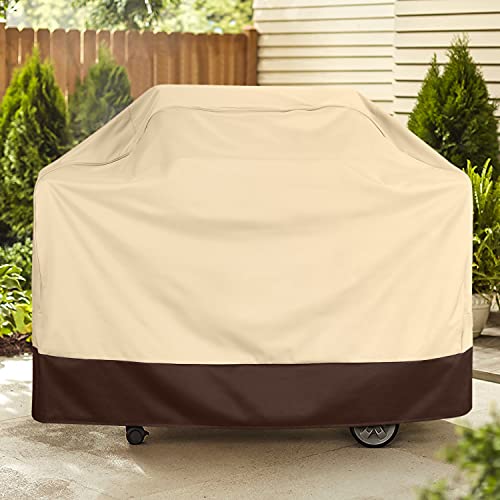 Arcedo BBQ Grill Cover, Heavy Duty 55 Inch Waterproof Gas Grill Cover for Weber Charbroil Nexgrill Brinkmann Grills and More, UV Resistant Outdoor 3-4 Burner Barbecue Cover with Air Vents, Beige&Brown - Grill Parts America