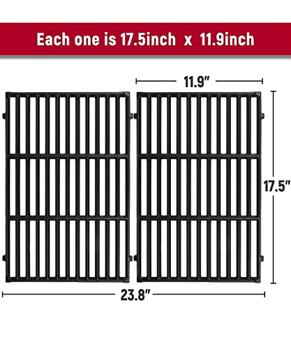 X Home 7638 Grill Grates Replacement for Weber Spirit 300 Series, E-310 E-330, Genesis Silver/Gold B & C Grill Replacement Parts, Cast Iron, 17.5 x 11.9 Inch, 2-Pack - Grill Parts America