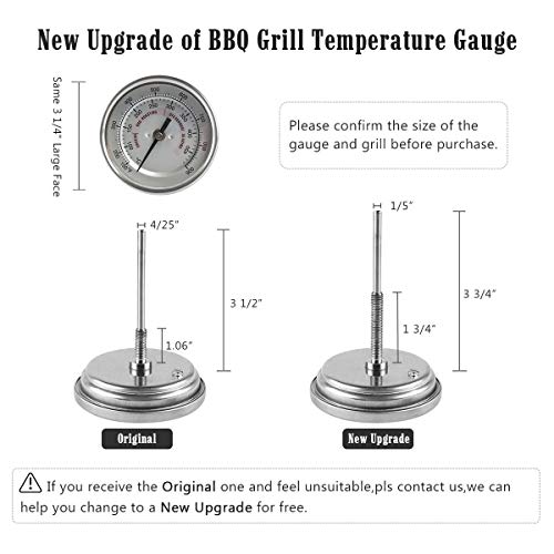 BBQ Grill Temperature Gauge Waterproof Large Face for Kamado Grill Joe Barbecue Charcoal Grill Stainless Steel 150-900°F Cooking Thermometer for Oven Wood Stove Accessories Tool Set Up Easy - Grill Parts America