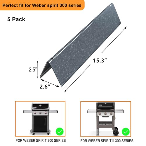 Hisencn 15.3 Inch Flavorizer Bars for Weber Spirit II 300, Spirit 300 Series, E310 E320 E330 S310 S320 S330 Gas Grill with Front Control Knobs, Porcelain Enameled Heat Plates for Weber 7636, 16GA - Grill Parts America