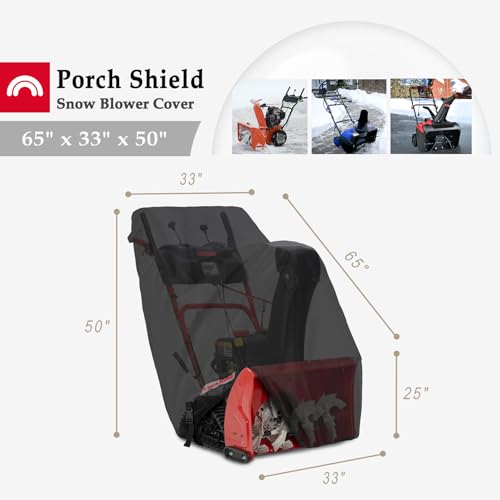 Porch Shield Snow Blower Cover - Snowblower Waterproof Heavy Duty for Most Two Stage Thrower Cover 65" x 33" x 50" Black - Grill Parts America