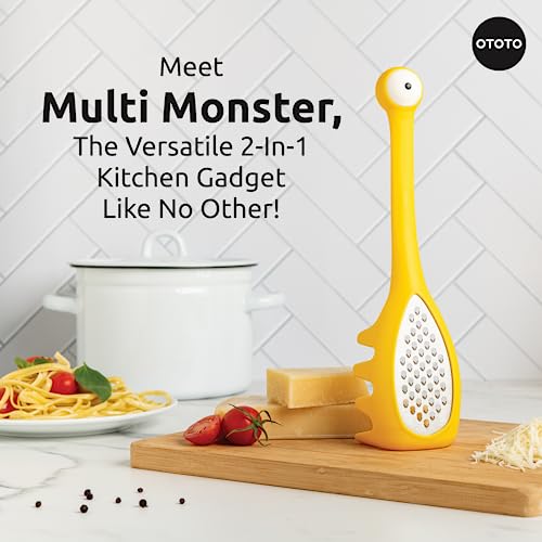 NEW!! Multi Monster 2-in-1 Cheese Grater & Spaghetti Spoon by OTOTO - Grater & Ladles for Serving - Grater, Small Cheese Grater, Funny Kitchen Gadgets, Cooking Gifts, Kitchen Grater, Kitchen Tool - Grill Parts America