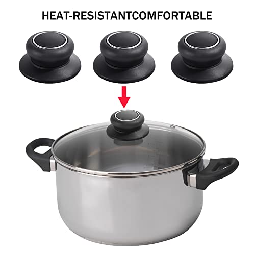 4Pcs Universal Pot Lid Top Replacement Knob,Heat Resistant and Prevent static electricity,Easy installation Kitchen Cookware Replacement Pan Lid Holding Handles. (Black) - Kitchen Parts America