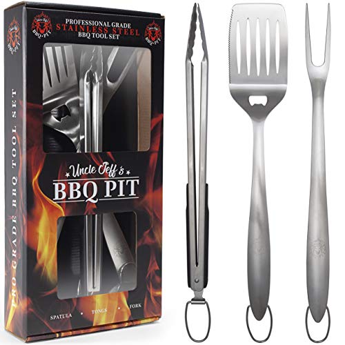 Heavy Duty BBQ Grilling Tools Set - Professional Grade 18" Long Stainless Steel 3-Piece - Grill Parts America