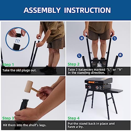 GRILLHOME Inserted Balancers for Blackstone Griddle Stand Which Fit for 22'' or 17'' Table Top Griddle, Set of 4, Griddle Accessories to Make The Legs Fully Touch The Ground - Grill Parts America