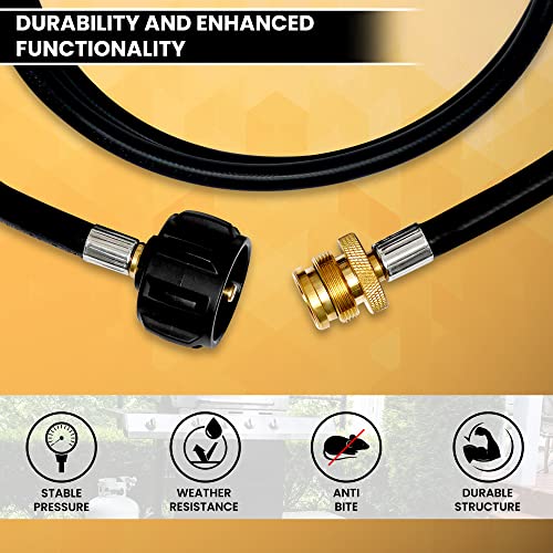 Propane Link 7FT Propane Hose Extension - Propane Tank Extension Hose for Weber/Coleman/Blackstone Grill Smoker Camping Stove & Larger Propane Tank, Mr Buddy Heater Adapter Hose with Plumber Tape - Grill Parts America