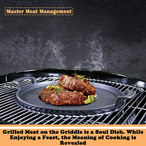 Hisencn 7421 Gourmet BBQ System Griddle for Weber Original Kettle Premium 22 1/2 inch Charcoal Grill, Cast Iron 12" For 22.5'' Smokers, Performer Premium Grill - Grill Parts America