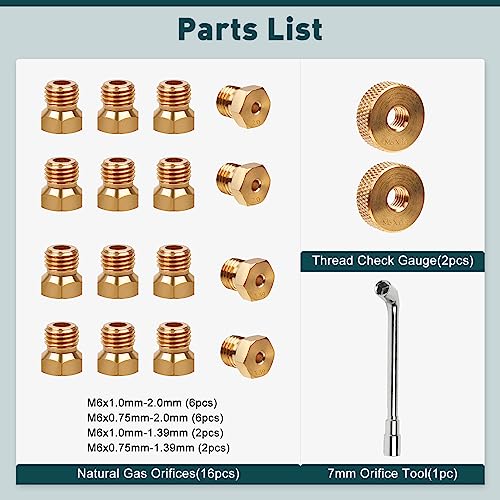 GASPRO Natural Gas Conversion Kit, Propane to NG Orifices Nozzle, for Blackstone 28'' & 36'' Griddles, Rangetop Combo, Tailgater, DIY Burner Replacement Parts - Grill Parts America