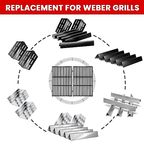 GasSaf 7620 Flavorizer Bar, 7622 Heat Deflectors Replacement for Weber 7621 65505 Genesis 300 Series E310 E320 E330 S310 S320 S330 Grill Part with Front Control Knobs (2011 & Newer) - Grill Parts America