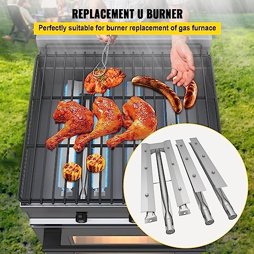 BBQ Burners Replacement Kit, Stainless Steel, 3 Packs with Air Flap - Evenly Burning Gas Grill Parts for Barbecue - Grill Parts America