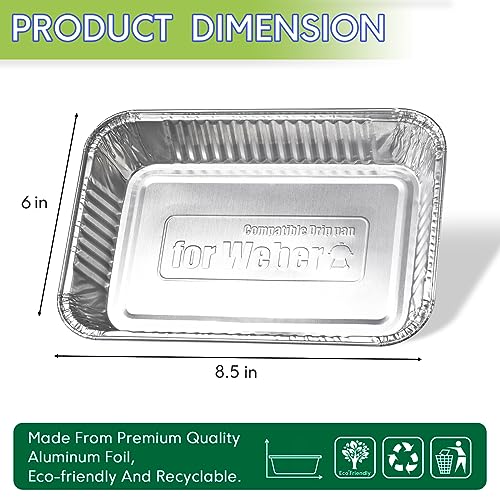 WWM 30 Pack Aluminum Drip Pan Liners Compatible for Weber Q Series,Genesis Series, Pulse,Spirit Series & Traveler Grills, Disposable Aluminum Foil Grease Drip Pans, Grill Accessories - Grill Parts America