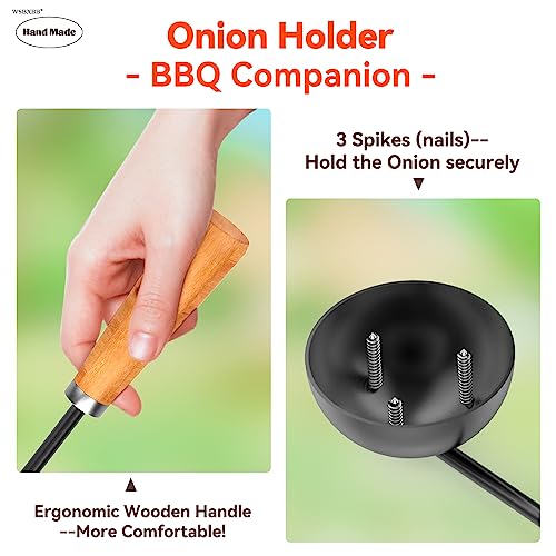 Onion Holder Grill Brush, Grill Cleaner Brush, BBQ Grill Accessories use for Charcoal Grills, Gas Grills. 28" in Black Metal Holder, Heat Resistant(Hand Made), Grill Brush Bristle Free - Grill Parts America
