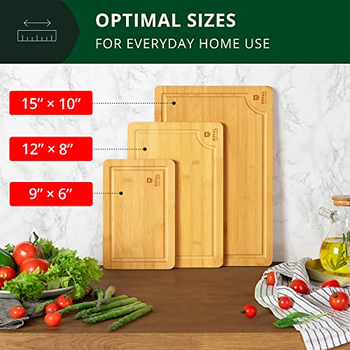 𝐖𝐈𝐍𝐍𝐄𝐑 𝟐𝟎𝟐𝟑 Cutting Boards for Kitchen - Bamboo Cutting Board Set of 3, Cutting Boards w/Juice Grooves, Thick Chopping Board for Meat, Veggies, Easy Grip Handle - Kitchen Gadgets Gift - Grill Parts America