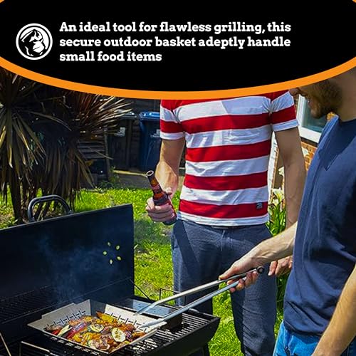 Mountain Grillers Veggie Grill Baskets Set of 2 - Heavy Duty Vegetable Grilling Basket also for Fish Meat and Shrimp - Suitable for All Grills BBQ & Smokers - Stainless Steel - 12 Inch - Grill Parts America