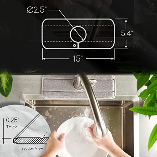 Ternal Sinkmat for Kitchen Faucet, Original Design, Absorbent Microfiber Fabric, Machine Washable Splash Guard & Drip Catcher For Around Faucet Handle [Grey, Standard, 1 Pack] - Grill Parts America