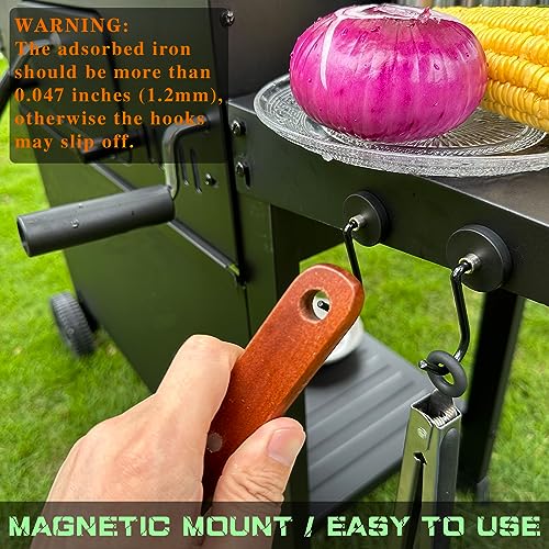 UNUSFIRE Magnetic Hooks,4Pack Heavy Duty Magnetic Hooks for Hanging Utensils,Anti-Scratch Strong Magnetic Grill Hooks with Magnet Rubber Coated for BBQ Tools Fridge Kitchen Cruising - Grill Parts America