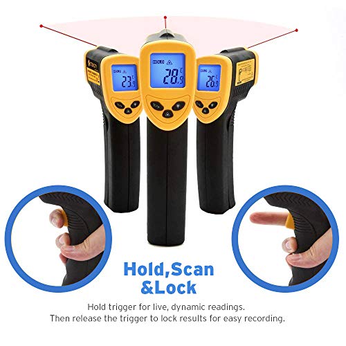 Etekcity Infrared Thermometer 1080 Non-Contact Digital Temperature Gun for Cooking, 58℉ to 1022℉ (-50℃ to 550℃), Yellow and Black - Grill Parts America