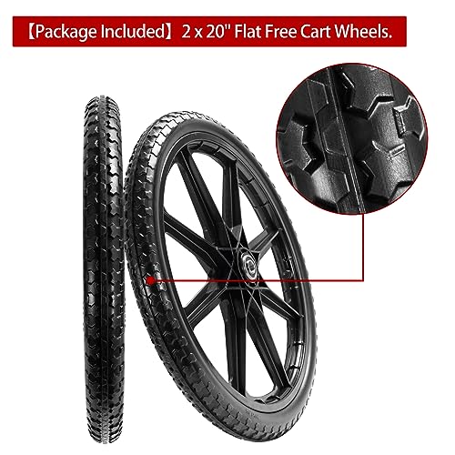 LTNICER 92010-20" Flat Free Cart Wheels Compatible with rubbermaid Wheelbarrow Wheels,20x2" Flat Free Tires for Lawn Mower, Garden Cart- 3/4" Bearing,Hub Length 2.5", Black (2 PACK) - Grill Parts America