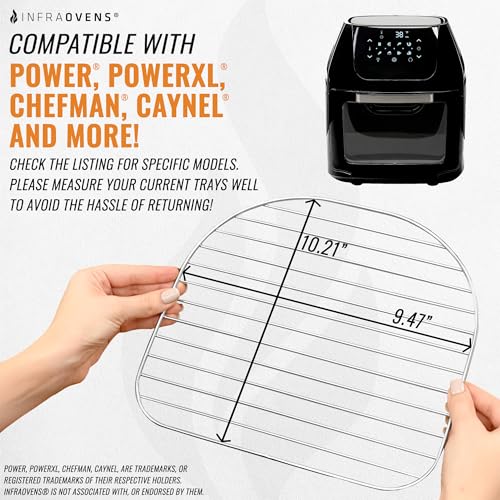 Air Fryer Dehydrator Rack Replacement for Chefman 6.3 Quart, Power XL Airfryer Pro 6qt, Power XL Vortex Pro 10 qt, Caynel 6qt Airfryer Oven Removable Trays and Reusable Liners by INFRAOVENS - Grill Parts America