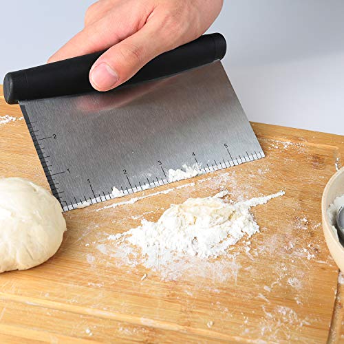 Spring Chef - Bench Scraper, Stainless Steel Nut, Pie, Pastry, Pizza and  Dough Cutter, Kitchen Essential for Cleaning Counters, Includes Bowl Scraper  for Curved Surfaces, Red