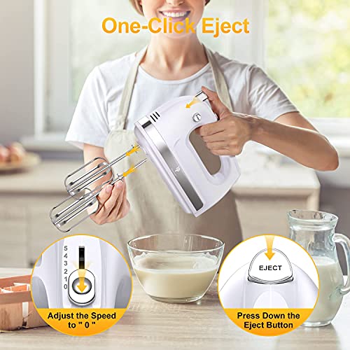 Hand Mixer Electric, 400W Food Mixer 5 Speed Stainless Steel With Storage  Box