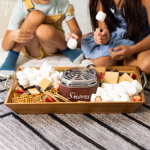 Nostalgia Indoor Electric S'mores Maker - Smores Kit - 4 Compartment Trays - Movie Night Supplies - Balcony Decor - Brown - Kitchen Parts America