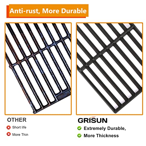 GRISUN Grill Grates for Oklahoma Joe's Longhorn Combo Grill, for Charcoal Firebox Area, Nexgrill 720 0826, Charbroil 461251314, Cast Iron Grill Grids for Longhorn Combo Charcoal/Gas Smoker 2 PCS - Grill Parts America