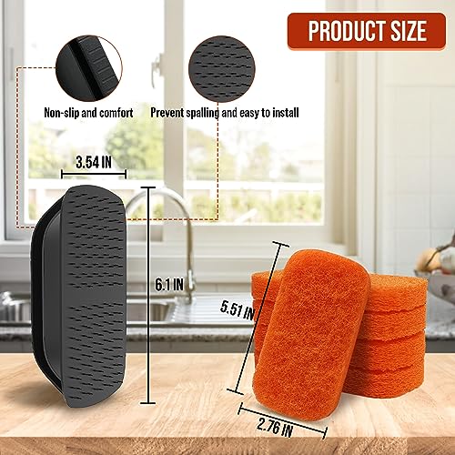 6-Piece Griddle Cleaning Kit for Blackstone, Flat Top Grill Cleaning Kit Non-Scratch Scouring Pads for Kitchen - 5 Scrubber Pads and 1 Handle - Grill Parts America