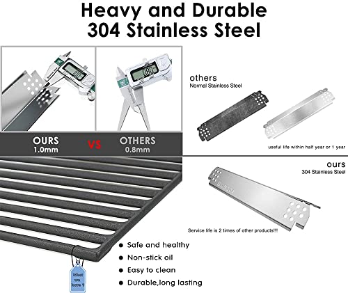 Hisencn Grill Parts for Home Depot Nexgrill 4 Burner 720-0830H, 720-0783E, 5 Burner 720-0888N, 720-0888 Gas Grill Models, 304 Stainless Steel Grill Burner, Heat Plate, Cast Iron Grill Grates - Grill Parts America