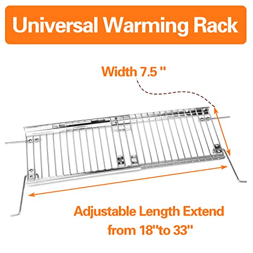 Utheer 18''-33'' Adjustable Grill Warming Rack for Charbroil 3&4&6 Burner Grill 463276517 463244819 466347017 463275517 463238218 Stainless Steel Warming Grate Replacements,G560-0004-W1 G432-0001-W1 - Grill Parts America