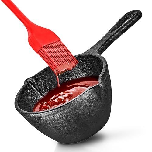 Modern Innovations Cast Iron Melting Pot, Cast Iron Basting Pot for Grill Cooking, Cast Iron Saucepan, Simmer Sauce and Butter, Small Cast Iron Pot, Mini Cast Iron Bowl for Sauces - Grill Parts America