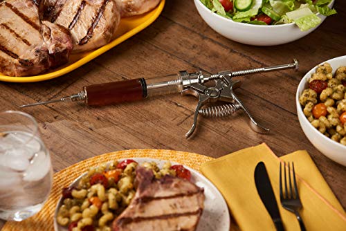 J&B Goods Professional Automatic BBQ Meat Marinade Injector Gun Kit with Case, 2 oz Large Capacity Barrel and 4 Commercial Grade Marinade Needles. - Grill Parts America