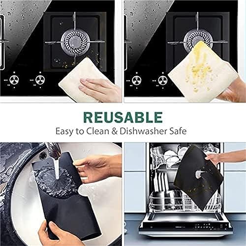 4PCS CoalgasStove Protector Coalgasstove Mat Coalgasstove Mat Anti Oil Mat Cleaning Thicken Mat （10.6 * 10.6 inch） Grill Mat Non Stick Large (Black, One Size) - Grill Parts America