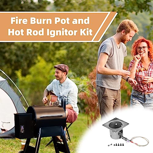 COMVIEE Fire Burn Pot and Hot Rod Ignitor Kit Replacement Parts for Traeger & Pit Boss Wood Pellet Grill Smoker, Fire Burner Pot with Screws and Fuse - Grill Parts America