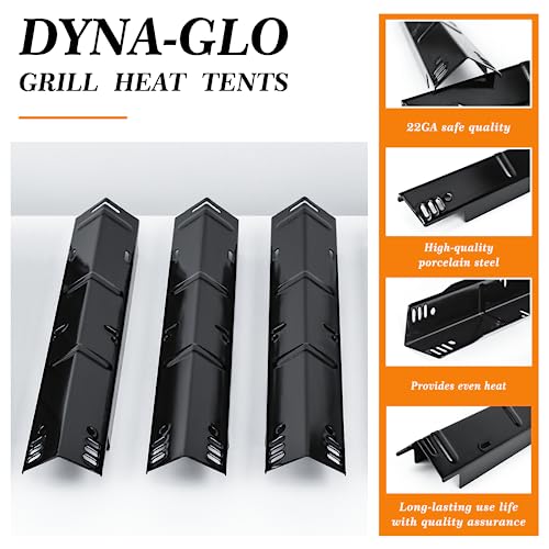 Hisencn Grill Replacement Parts for Dyna-Glo DGH450CRP, DGH450CRN, DGH353CRP, DGH371CRF Grill, for Dyna glo 4 Burner Grill Porcelain Steel Grill Heat Tent Plate and Stainless Steel Burner Tube Kit - Grill Parts America