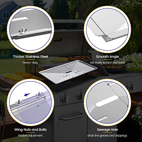 Geesta Grill Grease Tray Set, Stainless Steel Grill Replacement Parts, 24" - 27" Adjustable Grill Drip Pans Fit for Gas Grill from Dyna Glo, Nexgrill, Backyard Grill, Expert, BHG, Kenmore and More - Grill Parts America
