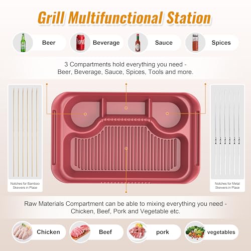 Joviton Home 4PCS Melamine Grill Prep Station Tray Set, Outdoor BBQ Grill Station Accessories for Raw and Cooked Food, BBQ Grill Tools Added - Grill Parts America