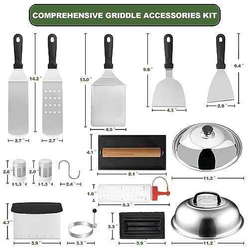 24Pcs Griddle Accessories Set, Stainless Steel Flat Top Grill Spatula