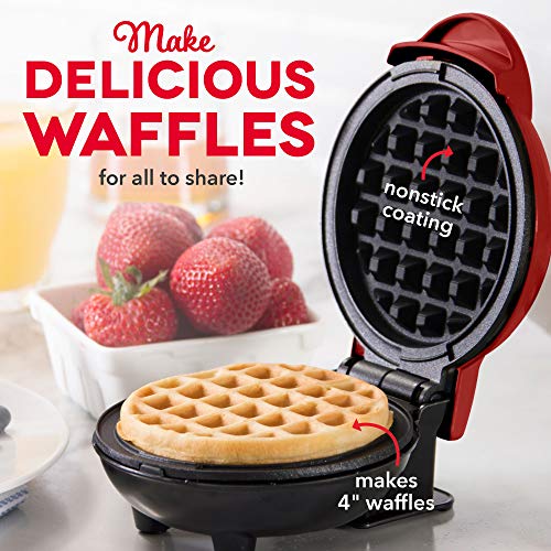 DASH DMWGS001RD Machine for Individual, Paninis, Hash Browns, & other Mini waffle maker, 4 inch, Red Gift Set - Kitchen Parts America
