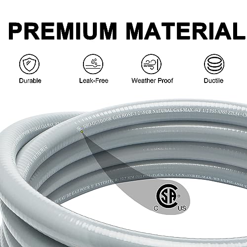 NQN 12FT 1/2" ID Natural Gas Hose with Quick Connect Fitting for BBQ, Grill, Pizza Oven, Patio Heater. for Weber, Char-Broil, Pizza Oven, Patio Heater,NG Grill and Natural Gas Conversion Kit - Grill Parts America