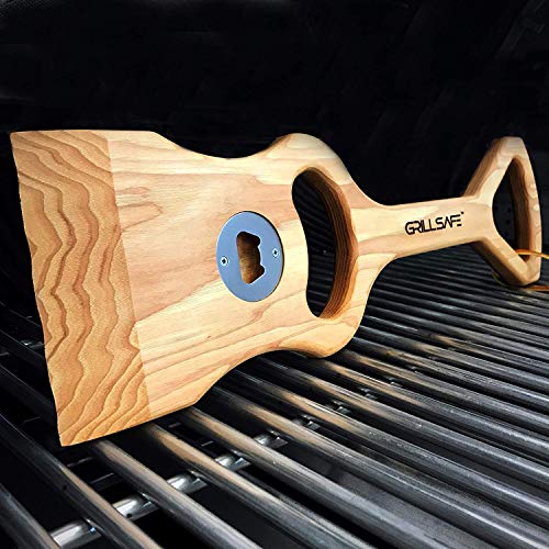 GrillSafe Pitmaster Superior Quality Wooden Grill Scrapers & BBQ Grill Cleaner. Versatile Non-Wire Dual-Handled Grill Brush & Bottle Opener. - Grill Parts America