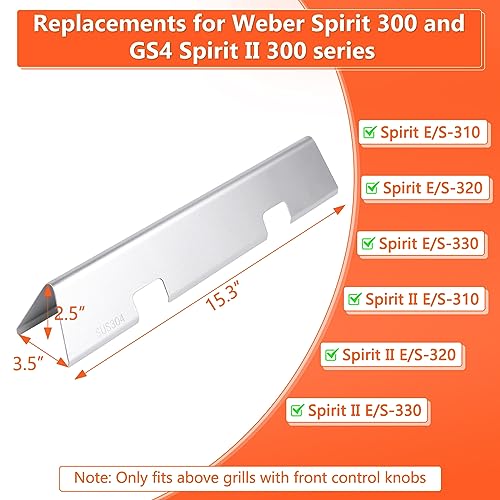 QuliMetal SUS304 7636 Flavorizer Bars for Weber GS4 Spirit II 300, Spirit E-310, Spirit II E-310, Spirit 300 Series Gas Grills with Front Control Knob - 15.3 Inch Flavor Bars Replacement Parts 67046 - Grill Parts America