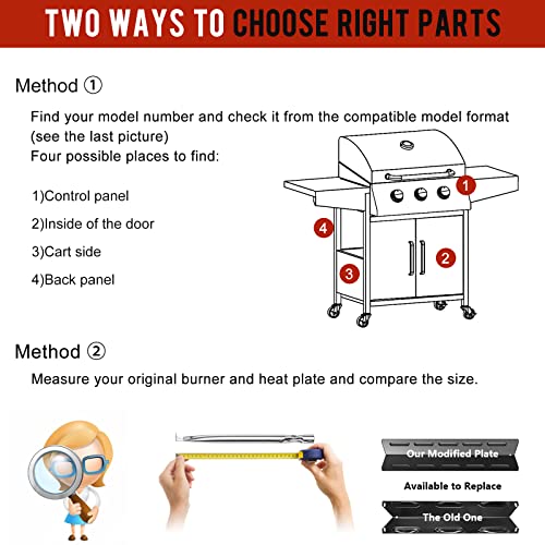 PatioGem Replacement Kit Grill Parts for Kenmore, Porcelain Steel Heat Plate 14 15/16 Grill Repair Kit Compatible with Kenmore, Heat Diffuser, Carryover, Burner 146.16142210 146.34611410 146.46372610 - Grill Parts America