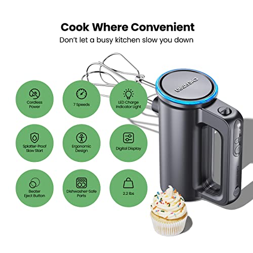  LILPARTNER Hand Mixer Electric, 400W Food Mixer 5 Speed  Handheld Mixer, 5 Stainless Steel Accessories, Storage Box, Kitchen Mixer  with Cord for Cream, Cookies, Dishwasher Safe: Home & Kitchen