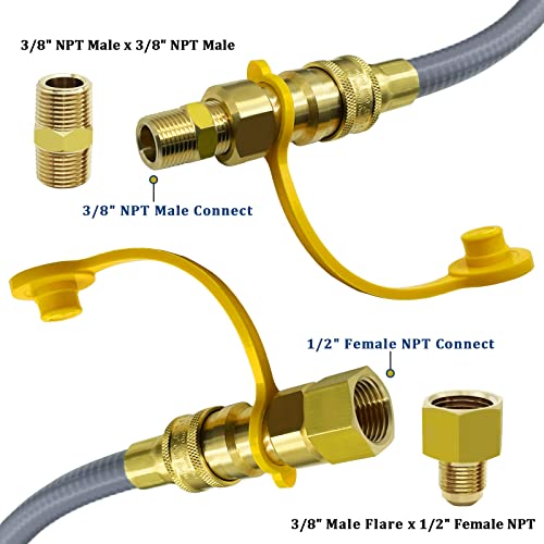 GardenNow 12FT 3/8" ID Natural Gas Hose, Low Pressure LPG Hose with Quick Connect, for Weber, Char-Broil, Pizza Oven, Patio Heater and More NG Appliance Propane to Natural Gas Conversion Kit - Grill Parts America