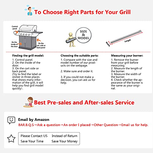 Hisencn Grill Burner Tube Replacement for Brinkmann 810-2511-S, 810-2512-S, 810-3660-S, 810-4220-S,  810-4535-S and more Gas Grill Models, 15 5/16 inch Stainless Steel Burner Pipe - Grill Parts America