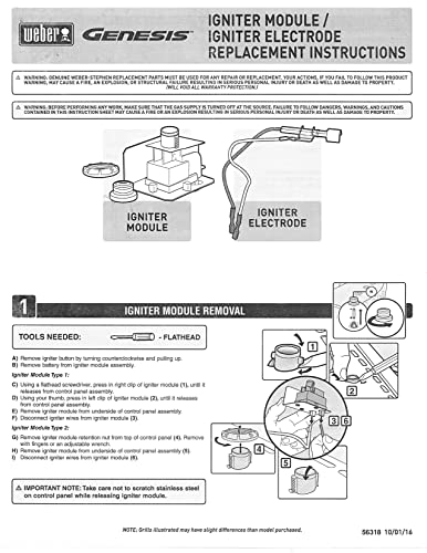 Weber 67847 Battery Electronic Igniter Kit with Ceramic Collector Box for Genesis (2008-2010) - Grill Parts America