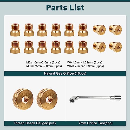 GASPRO Natural Gas Conversion Kit, Propane to NG Orifices Nozzle, for Blackstone 28'' & 36'' Griddles, Rangetop Combo, Tailgater, DIY Burner Replacement Parts - Grill Parts America